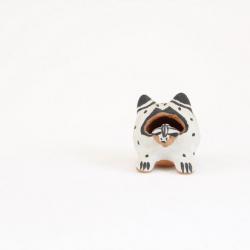 Small Clay White, Black &amp; Tan Painted Acoma Frog