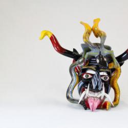 Devil mask with 2 snakes, horns