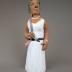 Green Hair and White Dress Woman